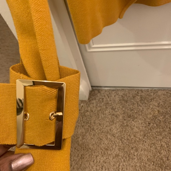 Draped Open- Front Cardigan Mustard - Picture 3 of 5